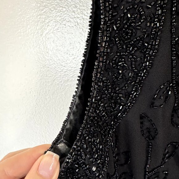 Vintage Y2K 90s Fashion Bug Shirt L Beaded Cheongsam Black Whimsygoth Asian - Picture 5 of 10